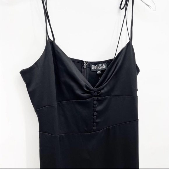 Danielle Bernstein Satin Midi Slip Dress 10 Black - Picture 4 of 5